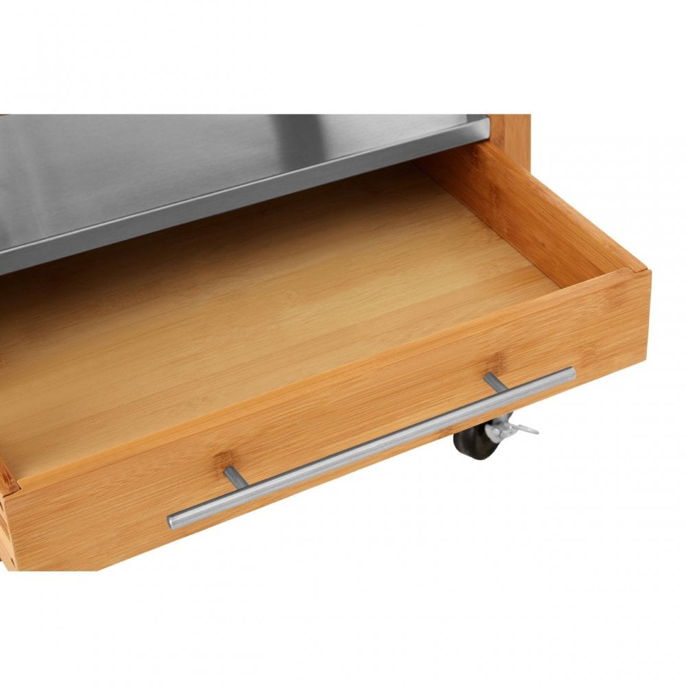 Kitchen Trolley, Bamboo, Stainless Steel, Natural