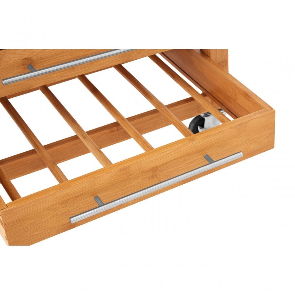 Kitchen Trolley, Bamboo, Stainless Steel, Natural
