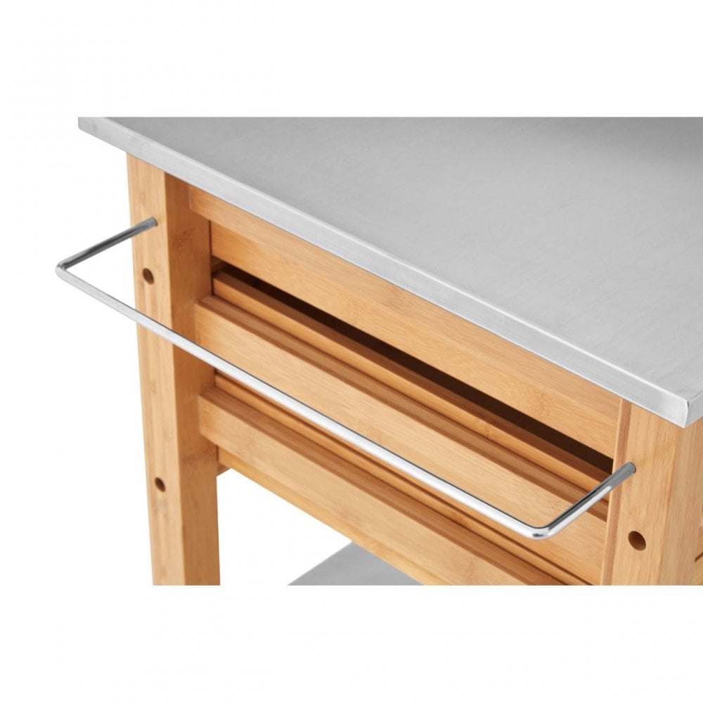 Kitchen Trolley, Bamboo, Stainless Steel, Natural