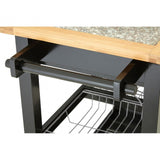 Kitchen Trolley, Wood, Pine Wood, Granite, Black