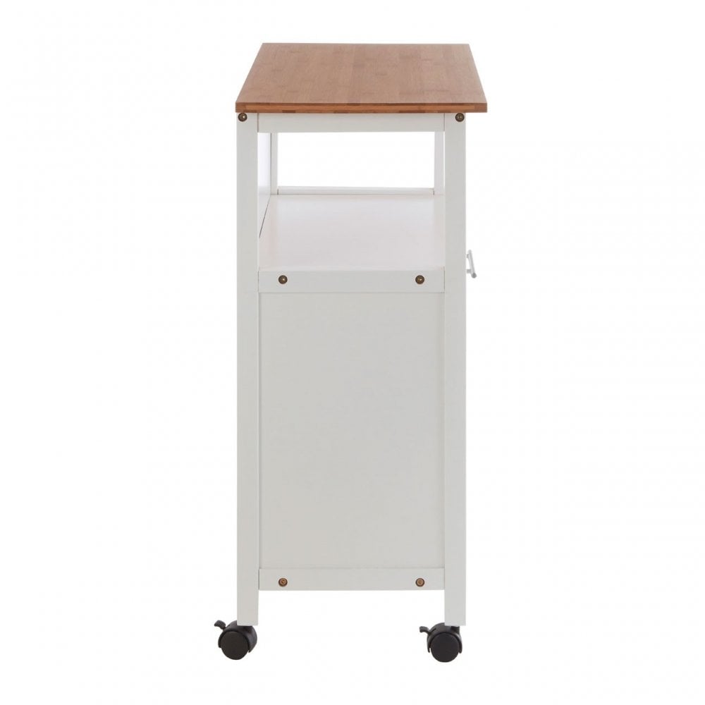 Kitchen Trolley, Bamboo, White