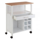 Kitchen Trolley, Bamboo, White