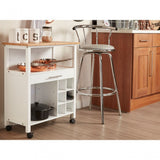 Kitchen Trolley, Bamboo, White