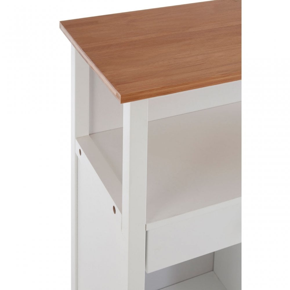 Kitchen Trolley, Bamboo, White