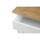 White Wood Kitchen Trolley with Bamboo Top