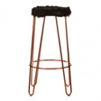 Brock Faux Fur / Rose Gold Finish Stool, Black