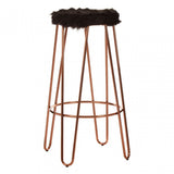 Brock Faux Fur / Rose Gold Finish Stool, Black