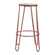 Brock Bar Stool, Elm Wood, Steel, Brown