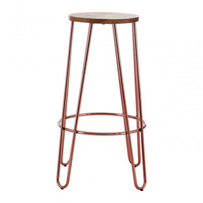 Brock Bar Stool, Elm Wood, Steel, Brown