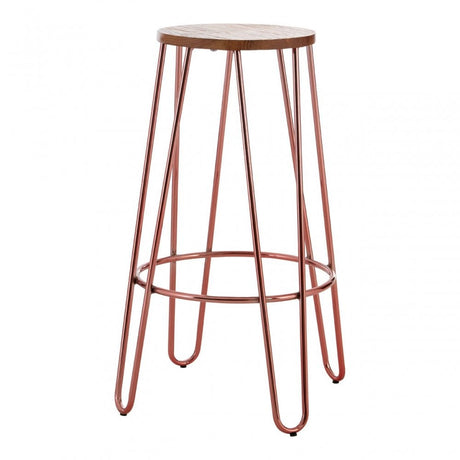 Brock Bar Stool, Elm Wood, Steel, Brown