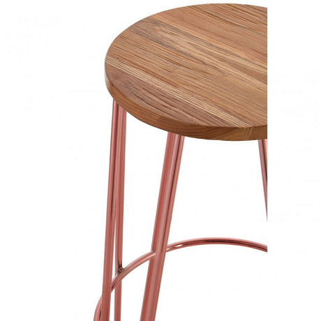 Brock Bar Stool, Elm Wood, Steel, Brown