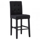 Buffet Regents Stitched Back Bar Chair, Leather, Rubberwood, Black