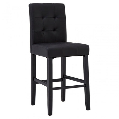 Buffet Regents Stitched Back Bar Chair, Leather, Rubberwood, Black