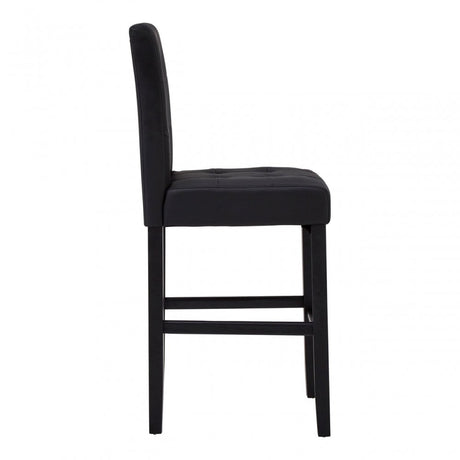 Buffet Regents Stitched Back Bar Chair, Leather, Rubberwood, Black
