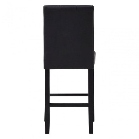Buffet Regents Stitched Back Bar Chair, Leather, Rubberwood, Black