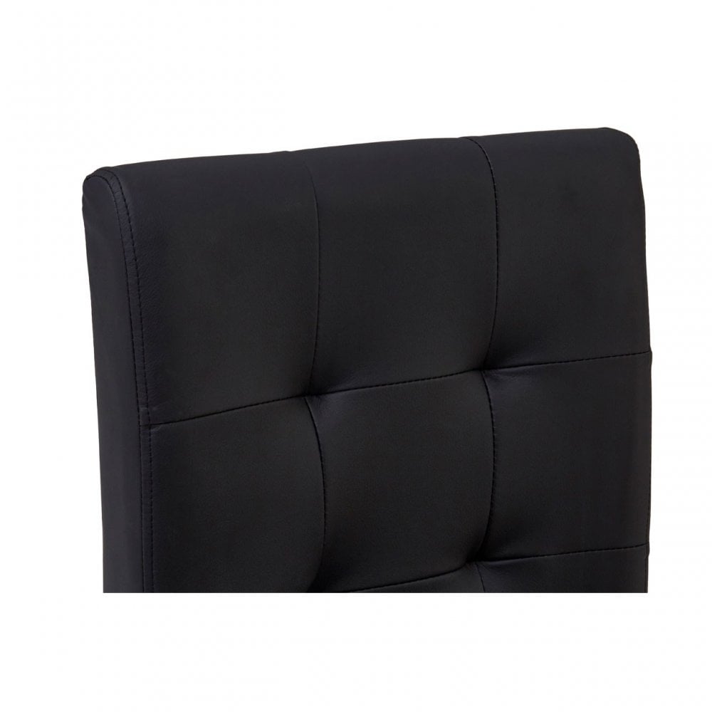Buffet Regents Stitched Back Bar Chair, Leather, Rubberwood, Black