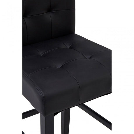 Buffet Regents Stitched Back Bar Chair, Leather, Rubberwood, Black
