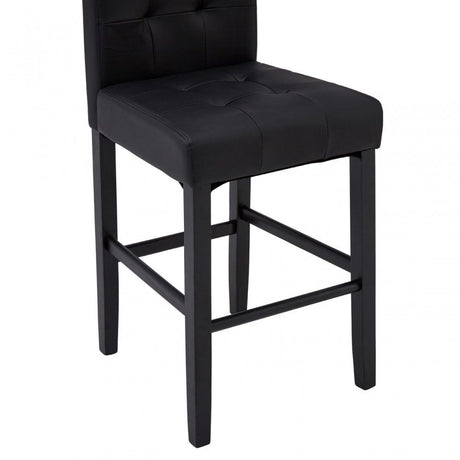 Buffet Regents Stitched Back Bar Chair, Leather, Rubberwood, Black