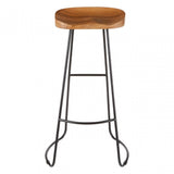 Nandri Acacia Wood Bar Stool, Acacia Wood, Iron, Brown