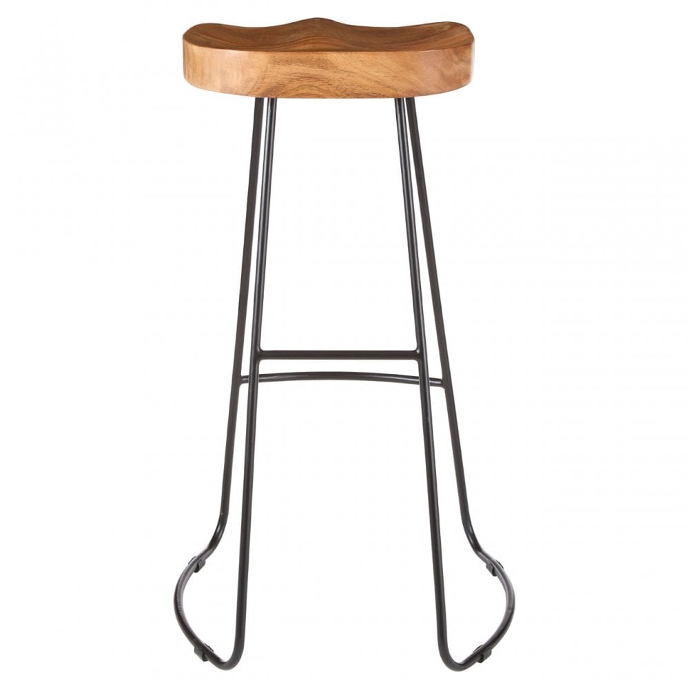 Nandri Acacia Wood Bar Stool, Acacia Wood, Iron, Brown