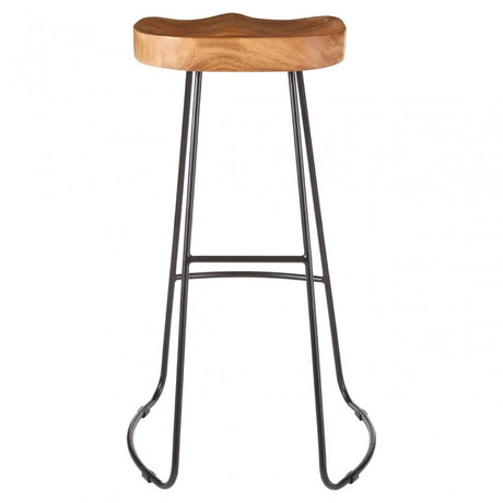 Nandri Acacia Wood Bar Stool, Acacia Wood, Iron, Brown