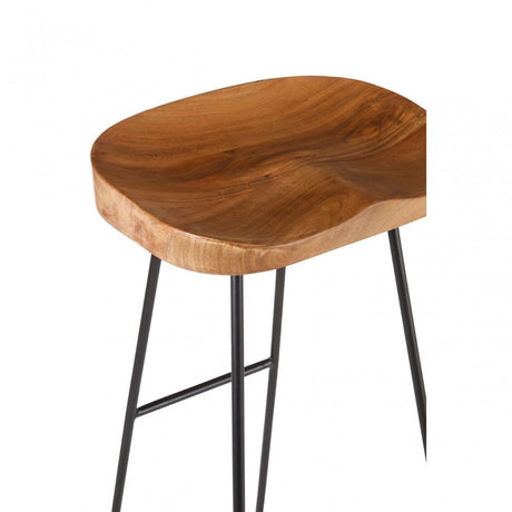 Nandri Acacia Wood Bar Stool, Acacia Wood, Iron, Brown