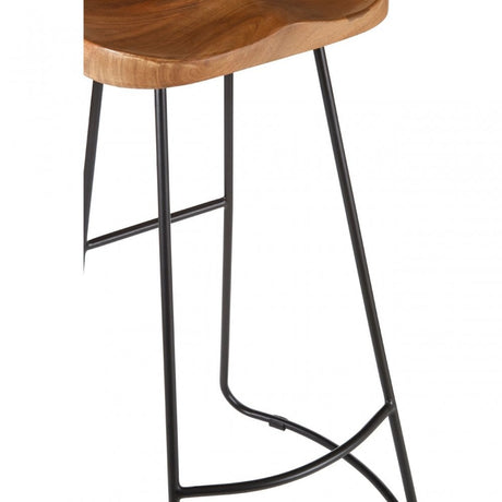 Nandri Acacia Wood Bar Stool, Acacia Wood, Iron, Brown