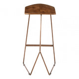 Nandri Leather Bar Stool, Leather, Iron, Mango Wood, Brown