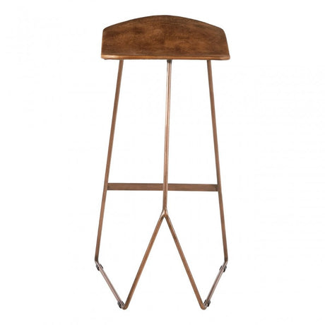 Nandri Leather Bar Stool, Leather, Iron, Mango Wood, Brown