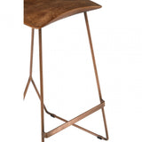 Nandri Leather Bar Stool, Leather, Iron, Mango Wood, Brown