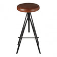 Nandri Round Leather Stool, Genuine Leather, Iron, Brown