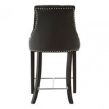 Buffet Regents Black Faux Leather Bar Chair, Leather, Rubberwood, Black
