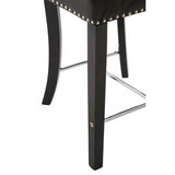 Buffet Regents Black Faux Leather Bar Chair, Leather, Rubberwood, Black