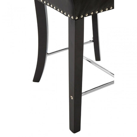 Buffet Regents Black Faux Leather Bar Chair, Leather, Rubberwood, Black
