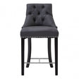 Buffet Regents Grey Faux Leather Bar Chair, Leather, Rubberwood, Grey