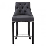 Buffet Regents Grey Faux Leather Bar Chair, Leather, Rubberwood, Grey