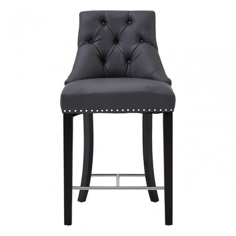 Buffet Regents Grey Faux Leather Bar Chair, Leather, Rubberwood, Grey