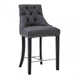 Buffet Regents Grey Faux Leather Bar Chair, Leather, Rubberwood, Grey