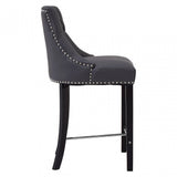 Buffet Regents Grey Faux Leather Bar Chair, Leather, Rubberwood, Grey