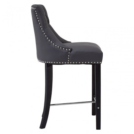 Buffet Regents Grey Faux Leather Bar Chair, Leather, Rubberwood, Grey