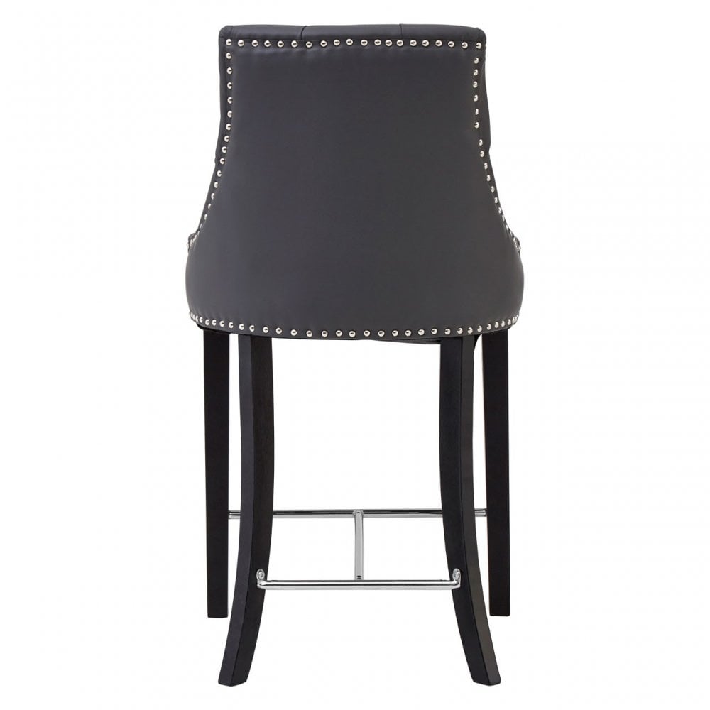 Buffet Regents Grey Faux Leather Bar Chair, Leather, Rubberwood, Grey