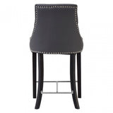 Buffet Regents Grey Faux Leather Bar Chair, Leather, Rubberwood, Grey