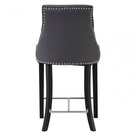 Buffet Regents Grey Faux Leather Bar Chair, Leather, Rubberwood, Grey