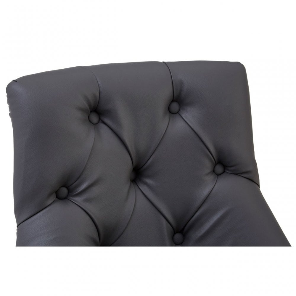 Buffet Regents Grey Faux Leather Bar Chair, Leather, Rubberwood, Grey
