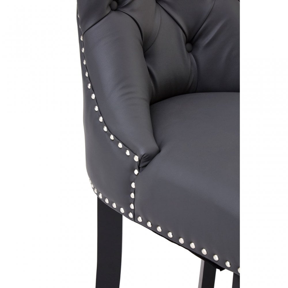 Buffet Regents Grey Faux Leather Bar Chair, Leather, Rubberwood, Grey