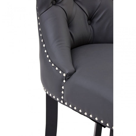 Buffet Regents Grey Faux Leather Bar Chair, Leather, Rubberwood, Grey