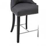 Buffet Regents Grey Faux Leather Bar Chair, Leather, Rubberwood, Grey