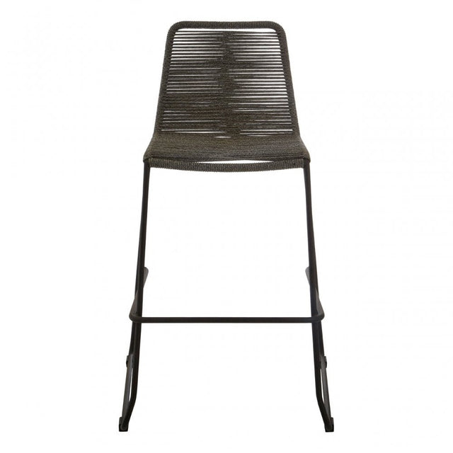 Sisal Grey Rope Bar Chair, Cotton Rope, Steel, Grey