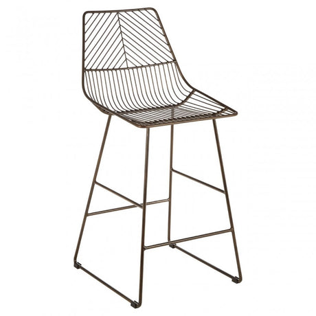 Brock Bronze Metal Wire Tapered Bar Chair, Metal, Bronze