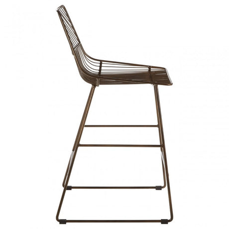 Brock Bronze Metal Wire Tapered Bar Chair, Metal, Bronze